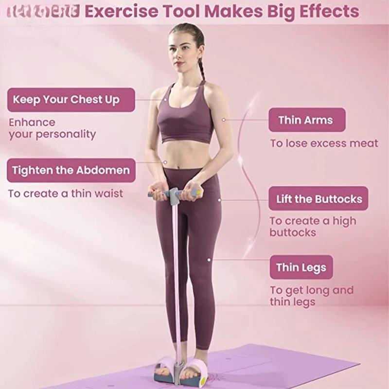 Yoga Fitness Youtube - 新しい4チューブ抵抗バンド ヨガペダルプーラー エラスティックプルロープ フィットネス機器 腹筋・ウエスト・腕のトレーニング用