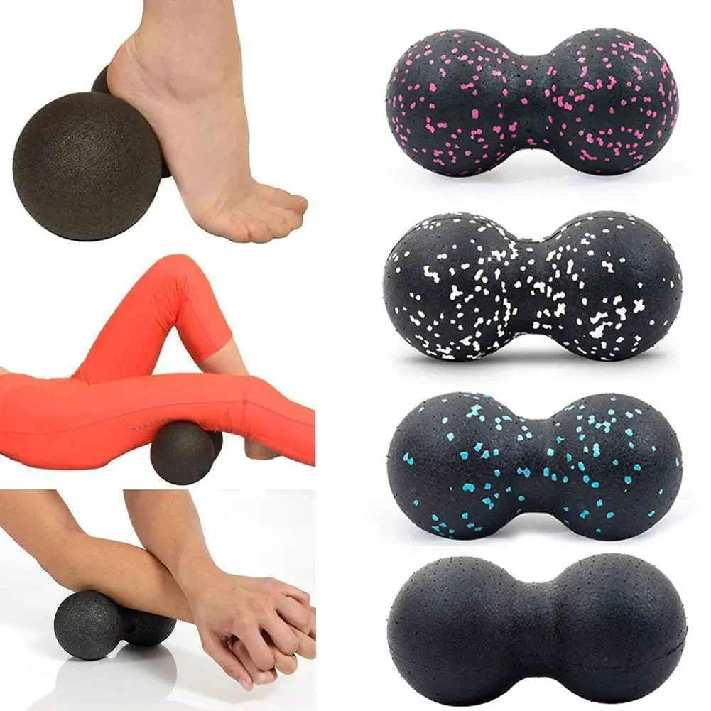 Shoulder Massage Ball - ヨガマッサージローラーボール ピーナッツ型 ダブルラクロス スパイク付き筋膜炎ボール 足底筋膜炎緩和用 バックボール