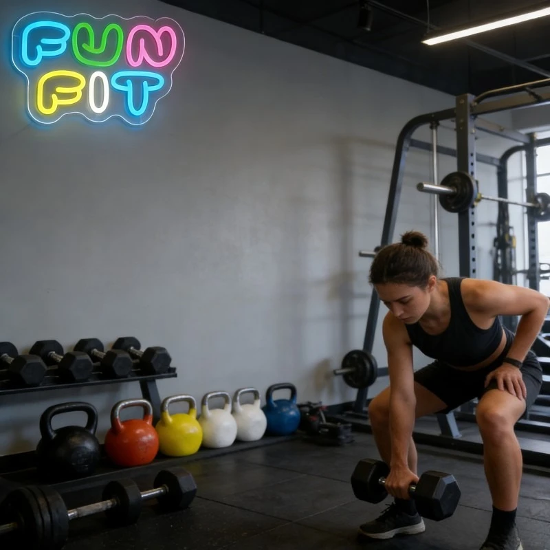 楽しいフィットネスネオンサインLED漫画文字型USB再利用可 - Yoga Fitness Rooms のレビューと価格