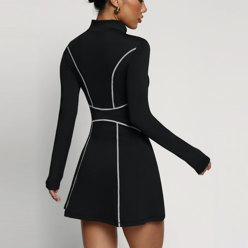 新しいレディーステニスゴルフドレス、ポロ襟ジッパーネックライ - Yoga Fitness Dress のレビューと価格