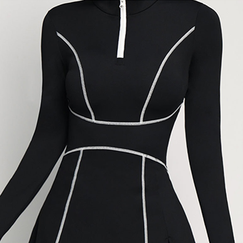 新しいレディーステニスゴルフドレス、ポロ襟ジッパーネックライ - Yoga Fitness Dress のレビューと価格
