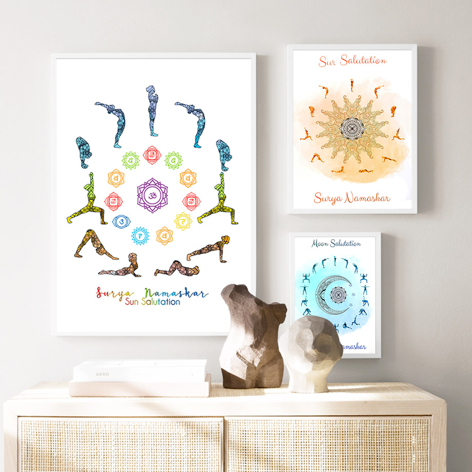 家の装飾のための北欧の壁アートキャンバス、ポスターとプリント - Yoga Fitness Rooms のレビューと価格