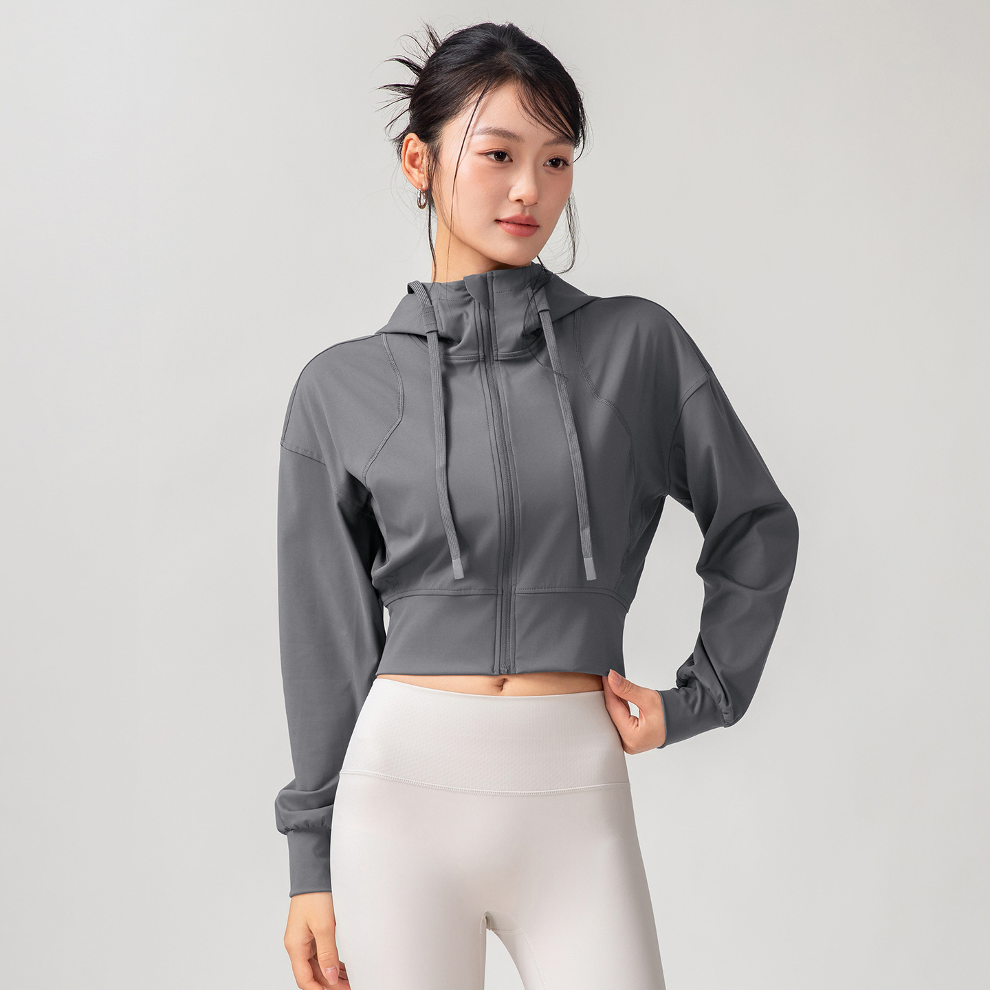 女性用 ソリッドカラー カジュアル スタンドカラー フード付 - Yoga & Fitness With Faye The Well Being Studio Abbots Langley のレビューと価格