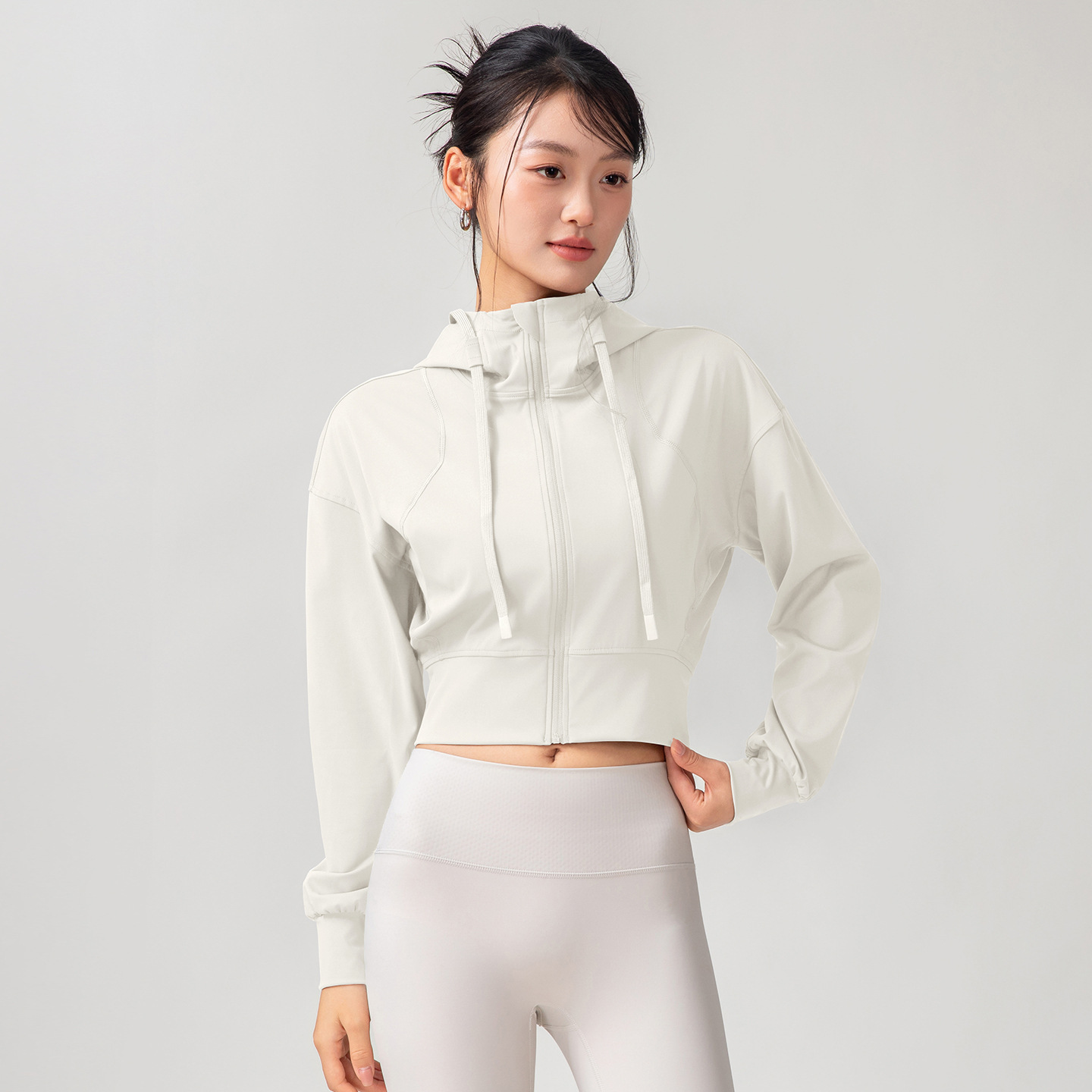 女性用 ソリッドカラー カジュアル スタンドカラー フード付 - Yoga & Fitness With Faye The Well Being Studio Abbots Langley のレビューと価格