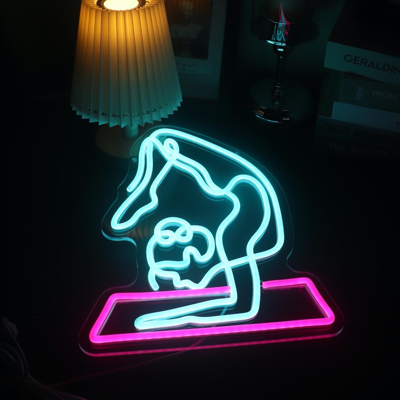 ヨガネオンサイン調光可能なLEDウォールライトフィットネスル - Yoga Fitness Rooms のレビューと価格