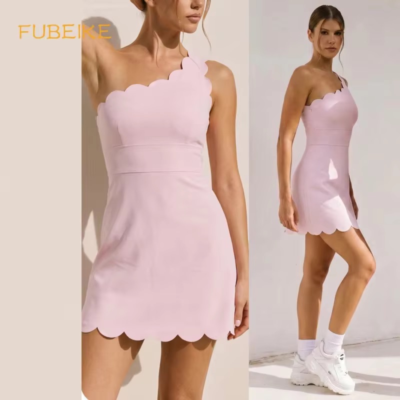 レースワンショルダーテニスドレス ジムウェア レディース ア - Yoga Fitness Dress のレビューと価格