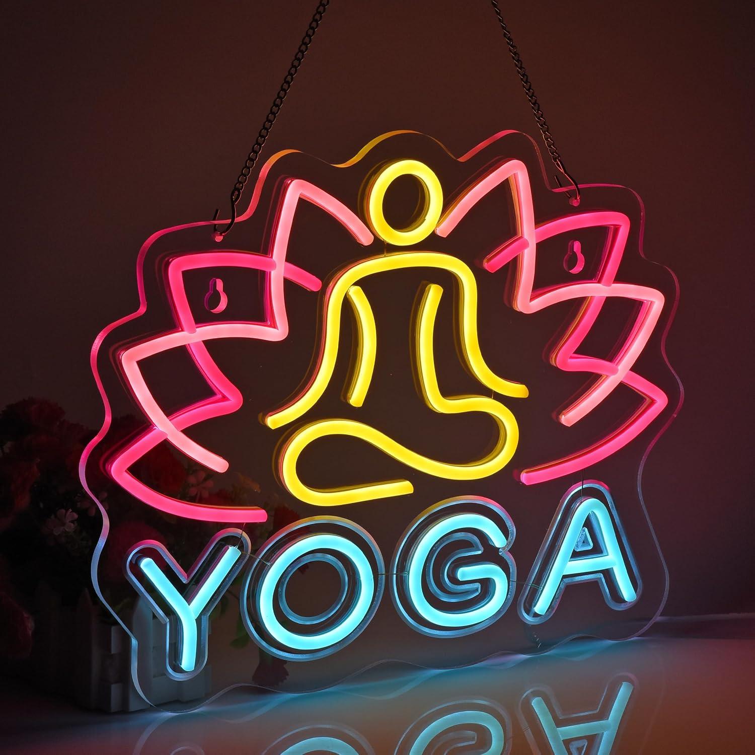 ヨガネオンサイン調光可能なLEDネオンライト、ヨガスタジオ、 - Yoga Fitness Rooms のレビューと価格