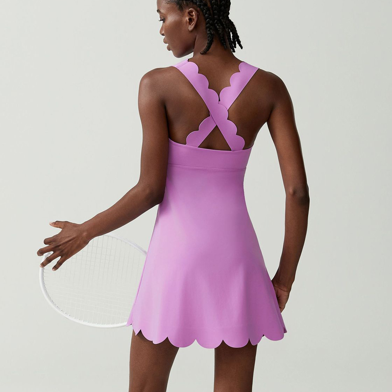 女性テニスヨガドレス無地ストレッチソフトジムスーツブリーズル - Yoga Fitness Dress のレビューと価格