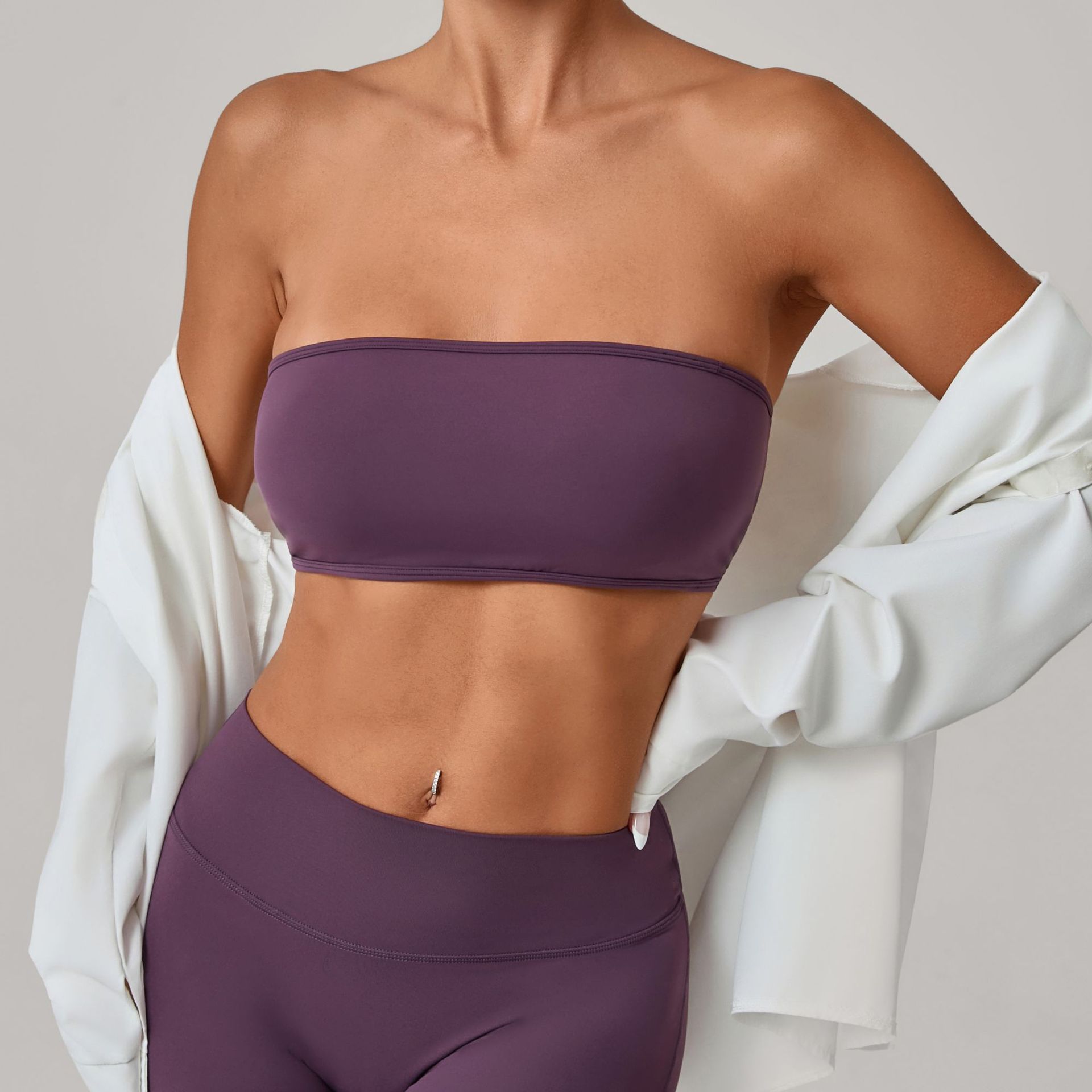 女性ストラップレススポーツブラジムトップ速乾性ヨガ服女性チュ - Yoga Fitness Youtube のレビューと価格