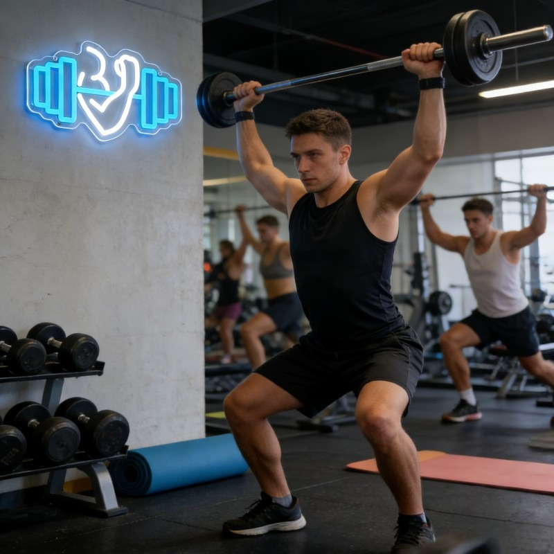 上腕二頭筋ダンベルネオンサインLEDウォールアート、ホームジ - Yoga Fitness Rooms のレビューと価格
